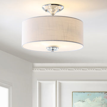 Marc 15" Metal/Crystal LED Semi Flush Mount - JONATHAN Y